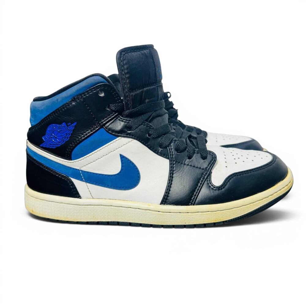 Nike Air Jordan 1 Mid Black White Blue Mens Size 8.5 554724-040